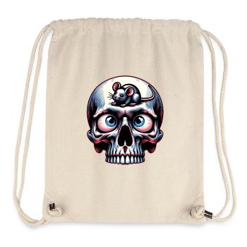 Bunter Skull mit süßer kleiner Maus auf der Stirn - Stanley/Stella recycelter Gym Bag - Naturweiß - Vorne