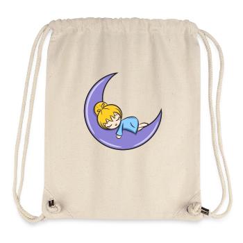 Petite fille dormant sur la lune - Sac à cordon recyclé Stanley/Stella - blanc naturel - Devant