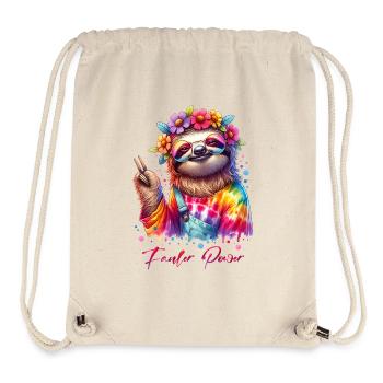 Fauler Power - Flower Power - Hippie Faultier - Stanley/Stella recycelter Gym Bag - Naturweiß - Vorne