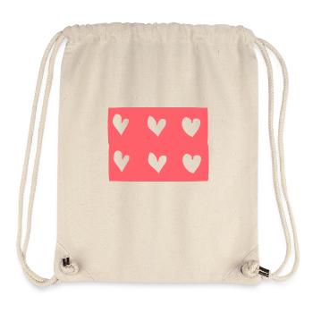 Six coeurs rose coeur rectangle forme de motif - Sac à cordon recyclé Stanley/Stella - blanc naturel - Devant