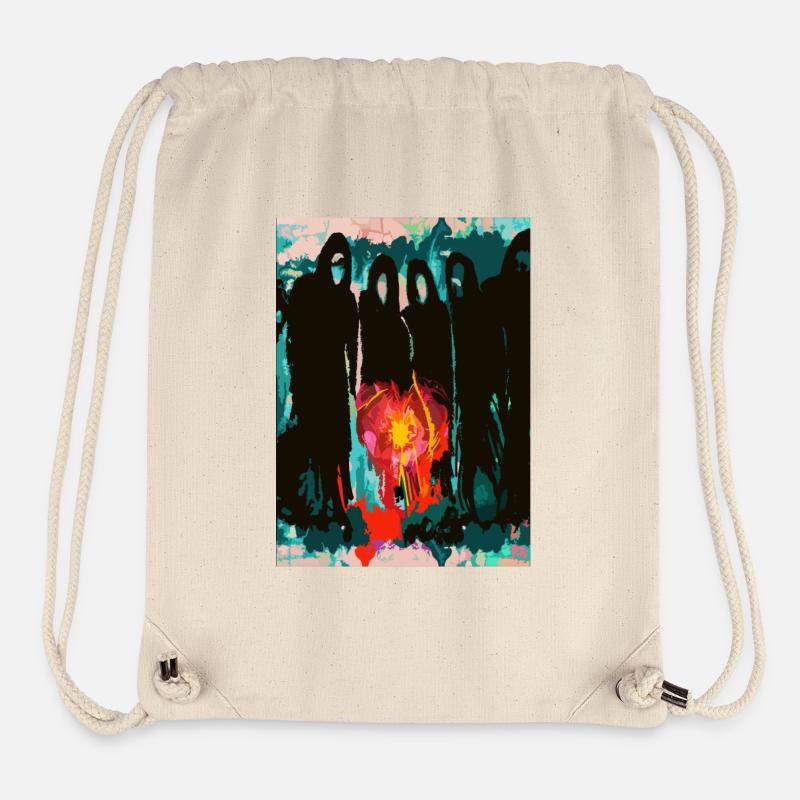 Fleur Feu Silhouette Cercle - Sac à cordon recyclé Stanley/Stella - blanc naturel