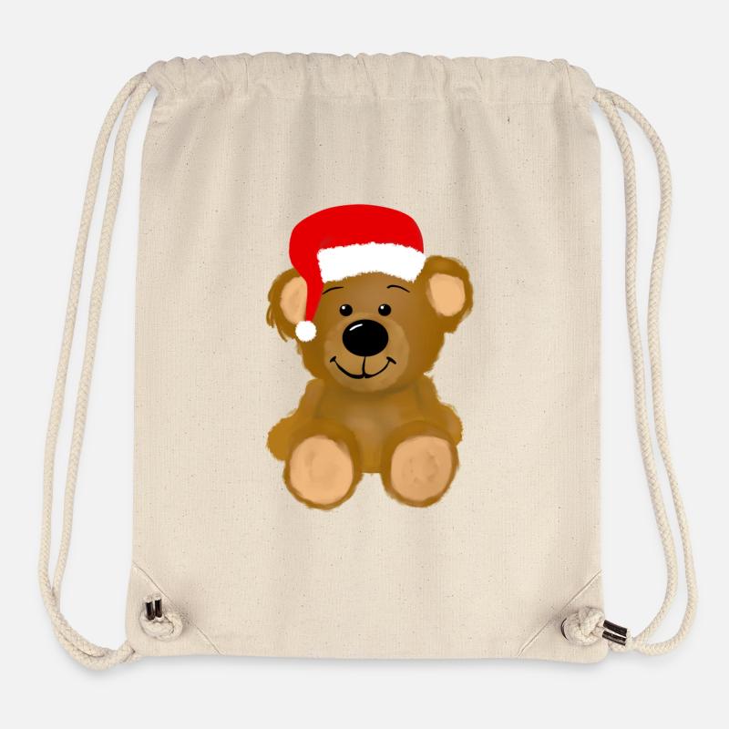 Christmas Teddy Bear - Stanley/Stella Recycled Gym Bag - natural