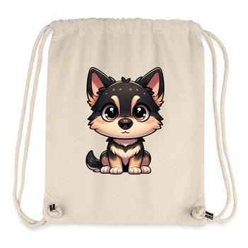 Digital illustration of cute German Shepherd - Stanley/Stella Recycled Gym Bag - natural - Front