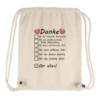Danke Sagen an das Reha Team Abschiedsgeschenk - Stanley/Stella recycelter Gym Bag - Naturweiß - Vorne