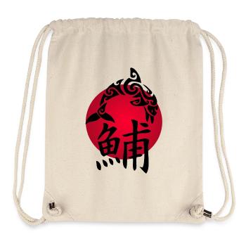Schwarzer Delfin und rote Sonne - Stanley/Stella recycelter Gym Bag - Naturweiß - Vorne