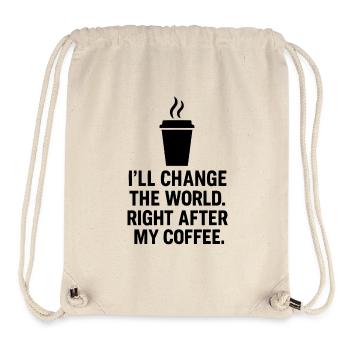 Dicton de café motivant - Sac à cordon recyclé Stanley/Stella - blanc naturel - Devant