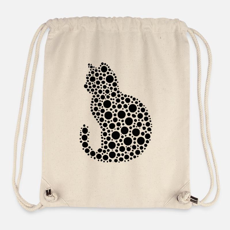 Dot Art Cats Silhouette pour les amoureux des chats - Sac à cordon recyclé Stanley/Stella - blanc naturel