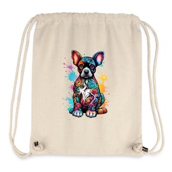 Kunterbunter Hund mit Farbspritzer - Stanley/Stella recycelter Gym Bag - Naturweiß - Vorne