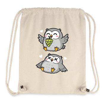 Happy and Full Cute Cartoon Owls with Grapes - Stanley/Stella Recycled Gym Bag - natural - Front
