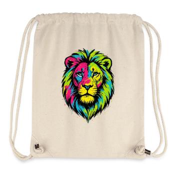 Lion sauvage coloré - Art couleurs Pop - Sac à cordon recyclé Stanley/Stella - blanc naturel - Devant
