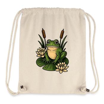 Grüner Frosch auf Seerosenblatt - Stanley/Stella recycelter Gym Bag - Naturweiß - Vorne