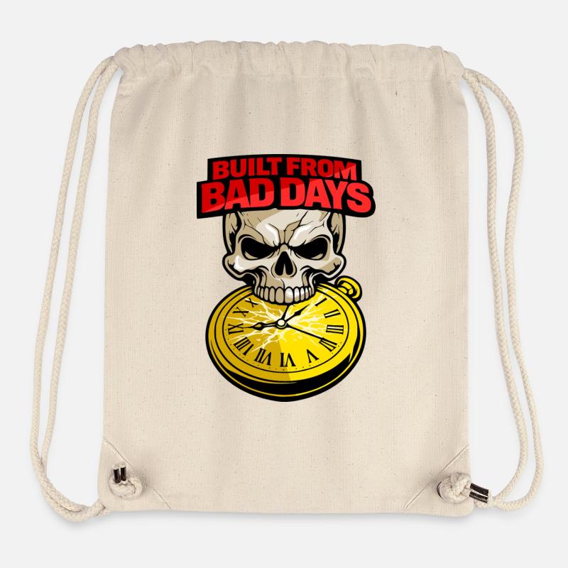 Construit à partir de mauvais jours Totenkopf Motivation du crâne - Sac à cordon recyclé Stanley/Stella - blanc naturel