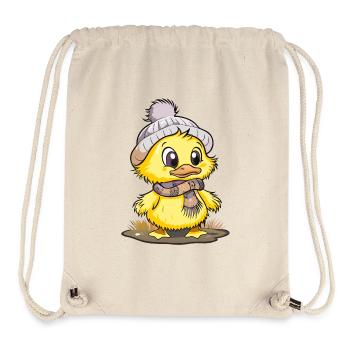 Niedliche Ente mit Schal und Pudelmütze. - Stanley/Stella recycelter Gym Bag - Naturweiß - Vorne
