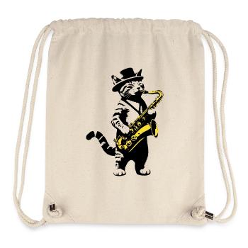 Katze Saxophon Musik Streetart Schablonen Stil - Stanley/Stella recycelter Gym Bag - Naturweiß - Vorne