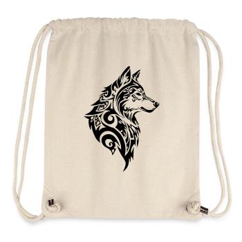 Tatouage Tribal Loup - Sac à cordon recyclé Stanley/Stella - blanc naturel - Devant