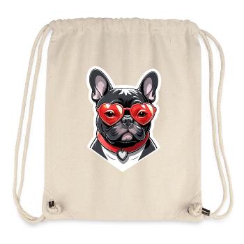 Französische Bulldogge mit Herzbrille und Halsband - Stanley/Stella recycelter Gym Bag - Naturweiß - Vorne