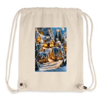 Gemütliches verschneites Dorf Winterglühen - Stanley/Stella recycelter Gym Bag - Naturweiß - Vorne