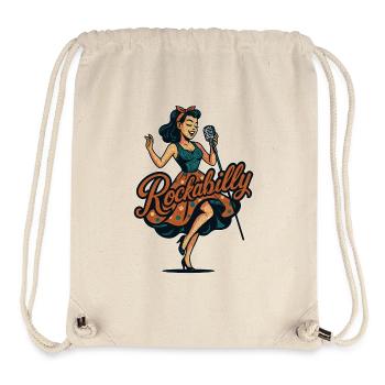 Rockabilly Charcoal Microphone Singing 50s Gift - Stanley/Stella Recycled Gym Bag - natural - Front