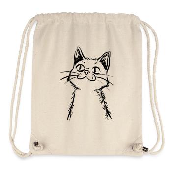 Chat Curieux - Croquis dessiné à la main - Sac à cordon recyclé Stanley/Stella - blanc naturel - Devant