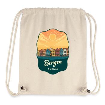Bergen Bryggen Retro Sunset Reiseabzeichen - Stanley/Stella recycelter Gym Bag - Naturweiß - Vorne