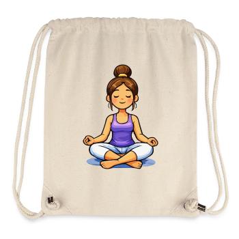 Femme méditant en tailleur - Sac à cordon recyclé Stanley/Stella - blanc naturel - Devant