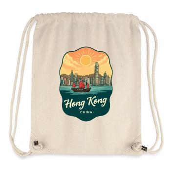 Hong Kong Victoria Harbour Retro Sunset Badge - Stanley/Stella Recycled Gym Bag - natural - Front