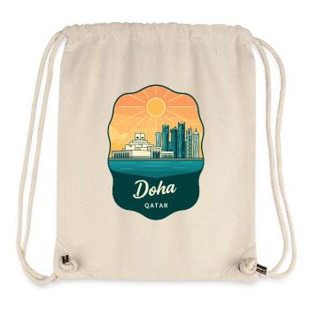 Doha Qatar Vintage Sunset Travel Badge - Stanley/Stella Recycled Gym Bag - natural - Front