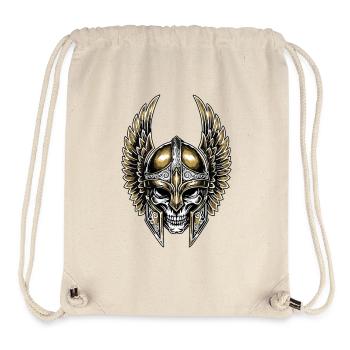 Crâne Viking Casque Ailé Or et Blanc Totem Guerrie - Sac à cordon recyclé Stanley/Stella - blanc naturel - Devant