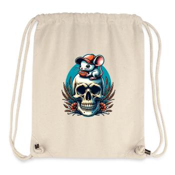 Skull mit lustiger Maus mit Basecap und Football - Stanley/Stella recycelter Gym Bag - Naturweiß - Vorne