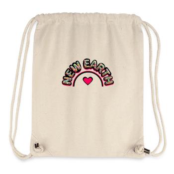 Une nouvelle terre avec un cœur, écrite à partir de fleurs - Sac à cordon recyclé Stanley/Stella - blanc naturel - Devant