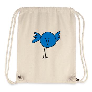 Visage d’oiseau ludique avec accent bleu - Sac à cordon recyclé Stanley/Stella - blanc naturel - Devant