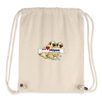 Ich liebe Möpse Mops, Hund, Geschenk Sprüche - Stanley/Stella recycelter Gym Bag - Naturweiß - Vorne