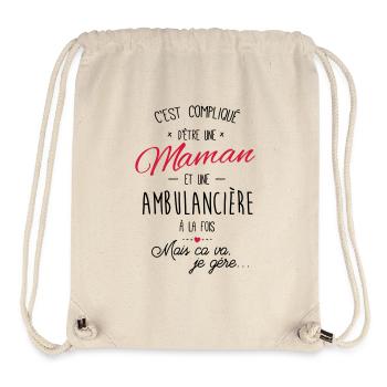 maman et ambulancière - Sac à cordon recyclé Stanley/Stella - blanc naturel - Devant