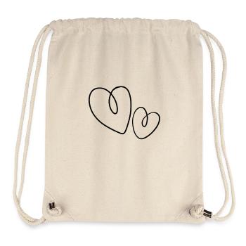 Double Hearts Line Art – Motif d’amour simple - Sac à cordon recyclé Stanley/Stella - blanc naturel - Devant