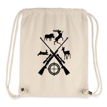 Zwei gekreuzte Schrotflinten mit Visier und Tieren 2 - Stanley/Stella recycelter Gym Bag - Naturweiß - Vorne