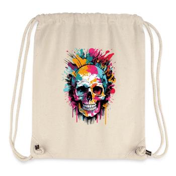 Crâne Coloré - Tête de Pirate - Crâne - Sac à cordon recyclé Stanley/Stella - blanc naturel - Devant