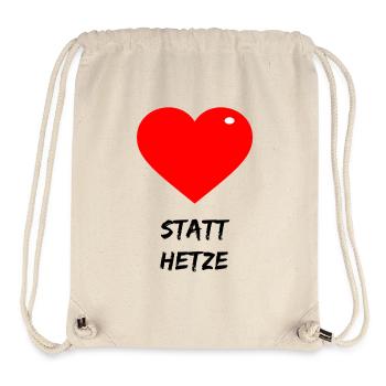 Herz Statt Hetze - Stanley/Stella recycelter Gym Bag - Naturweiß - Vorne