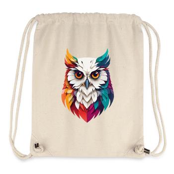 Bunte grafisch Eule für Eulenfans und Vogelfreunde - Stanley/Stella recycelter Gym Bag - Naturweiß - Vorne