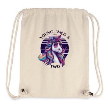 Young, Wild & Two – Cool Unicorn Birthday - Stanley/Stella Recycled Gym Bag - natural - Front