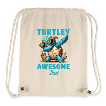 Dabbing Turtle Ocean Animal Lover Dad Father's Day - Stanley/Stella Recycled Gym Bag - natural - Front