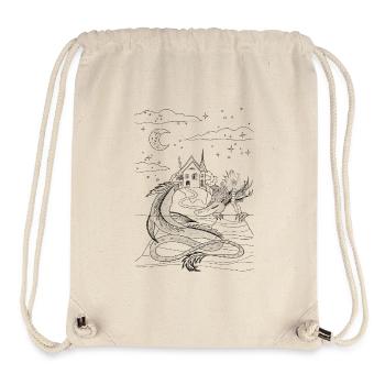 T-shirt ou sac à colorier, dragon - Sac à cordon recyclé Stanley/Stella - blanc naturel - Devant
