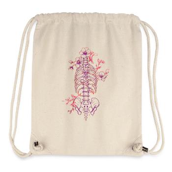 Torse squelette humain avec des fleurs en rose violet - Sac à cordon recyclé Stanley/Stella - blanc naturel - Devant