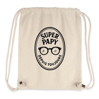 Super Papy depuis toujours - Sac à cordon recyclé Stanley/Stella - blanc naturel - Devant