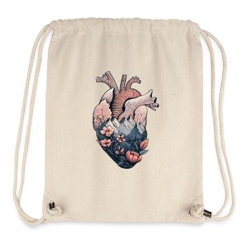 Anatomical heart with mountains and flowers - Stanley/Stella Recycled Gym Bag - natural - Front