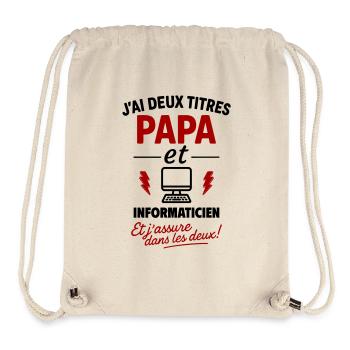 Vater und Informatiker schenken dem Vatertag Weihnachten ein Geschenk - Stanley/Stella recycelter Gym Bag - Naturweiß - Vorne