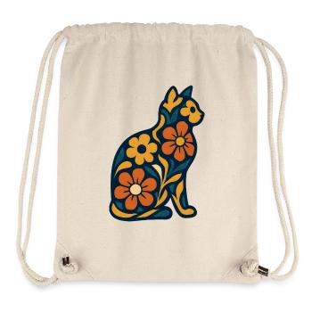 Flower cat in midnight blue - Stanley/Stella Recycled Gym Bag - natural - Front