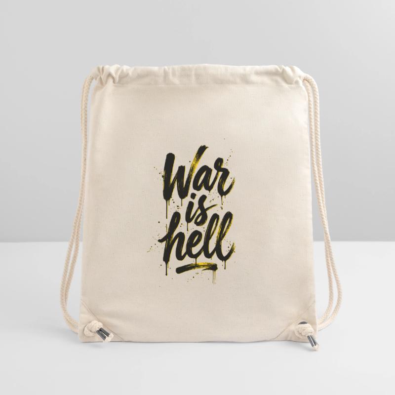 Yellow Graffiti Brush Script on Black War is hell Stanley/Stella Recycled Gym Bag
