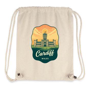 Cardiff Wales Retro Sunset Reiseabzeichen - Stanley/Stella recycelter Gym Bag - Naturweiß - Vorne