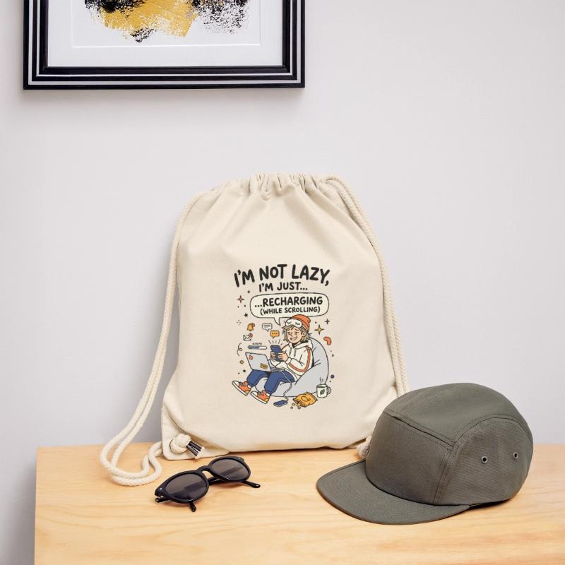 Recharging while scrolling Gen Z Stanley/Stella Recycled Gym Bag