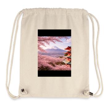 Sakura at Fuji and Pagoda - Stanley/Stella Recycled Gym Bag - natural - Front